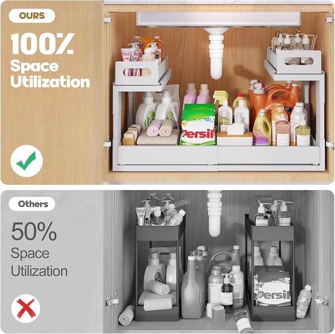 1 Pack-15.7"-25.7"W Expandable Under Sink Organizer - Image 4