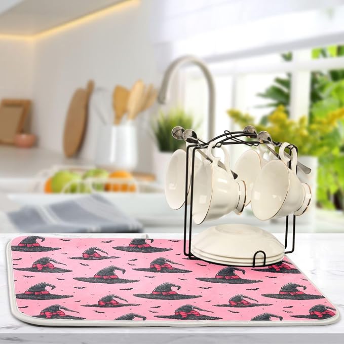 Witch Bow Hot Pink Dish Drying Mat - Image 5