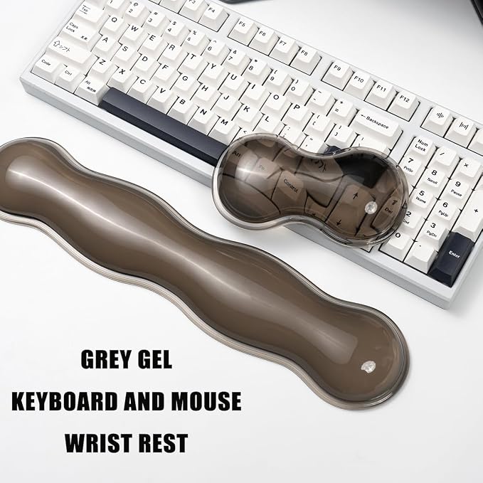 Ergonomic Silicone Gel Keyboard and Mouse Wrist Rest Set – Clear Wrist Rest - Image 3