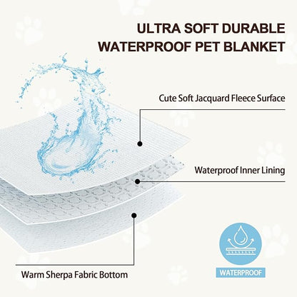 Waterproof Blanket for Dog Cat or Adult, Cute 3D Textured Flower Dog Blanket for Bed Couch Sofa, Soft Liquid Pee Proof Pet Furniture Protector, 50"x60", Blue