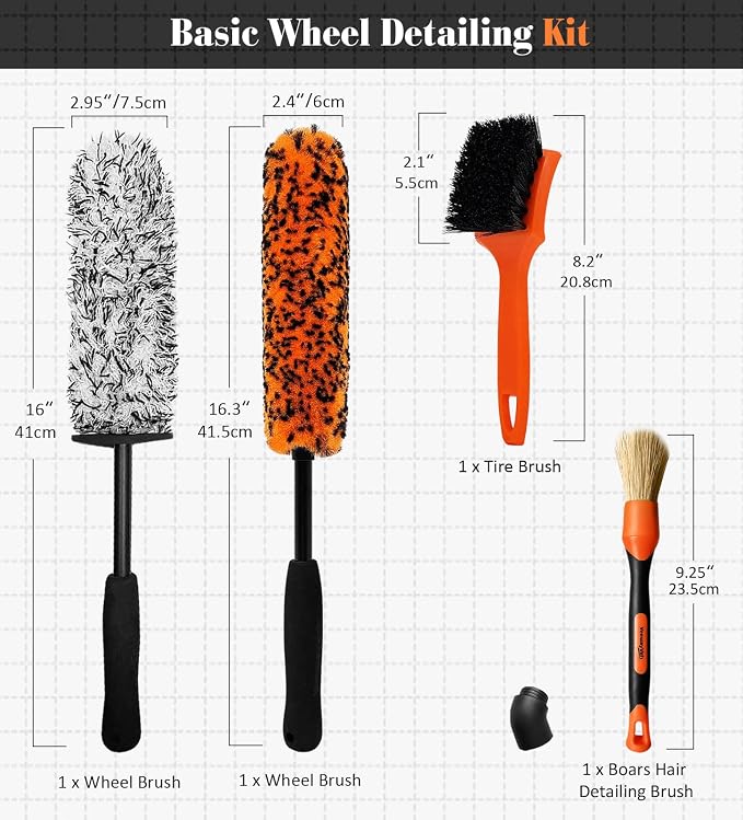 YeewayVeh 4PCS Car Wheel Brush Kit, Microfiber Wheel Cleaner Brush - Image 7