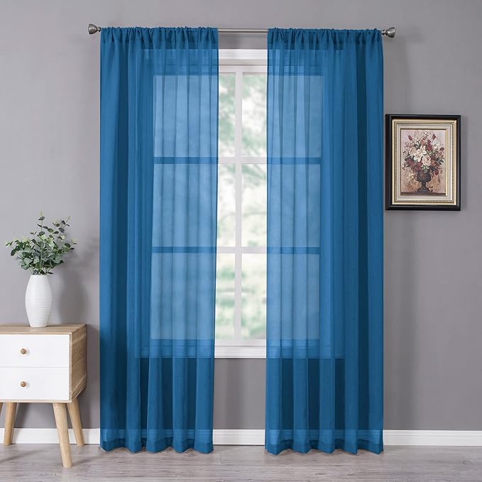 Tollpiz Sheer Curtains Bedroom Linen Textured Curtain Sheers Light Filtering by Tollpiz