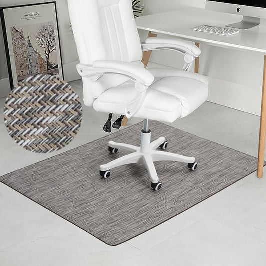 Chair Mat for Hardwood & Tile Floor, 47" x 52" Heavy Duty Office Chair Mat for Rolling Chairs, Anti Slip, Non-Curve, Floor Protector for Home Office, Gray Brown