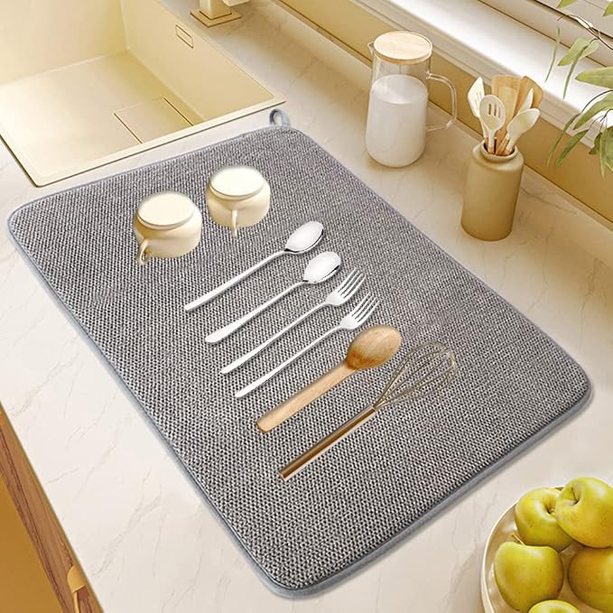 2Pack Large Dish Drying Mat for Kitchen Counter, 24 x 17 Inch Microfiber - Image 6