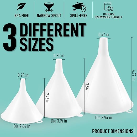 Zulay Kitchen 3-Piece Plastic Funnel Set - Image 3