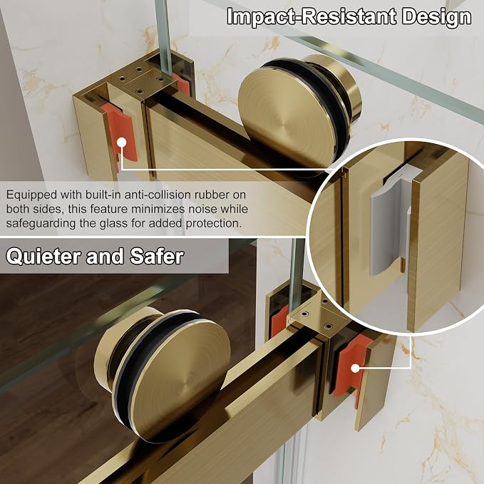 56-60" W x 60" H Double Sliding Bathtub Shower Door, 5/16" Tempered Glass - Image 5