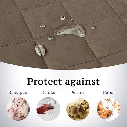 H.VERSAILTEX Reversible Futon Cover Water Repellent Armless Sofa Slipcover Washable Furniture Protector with Adjustable Elastic Strap Anti-Slip Futon Bed Cover for Dogs 70" Width(Taupe Brown/Beige)