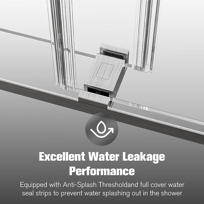 Shower Door 68–72in W x 76 in H, 3/8" Tempered Glass Double Sliding Shower Door - Image 5