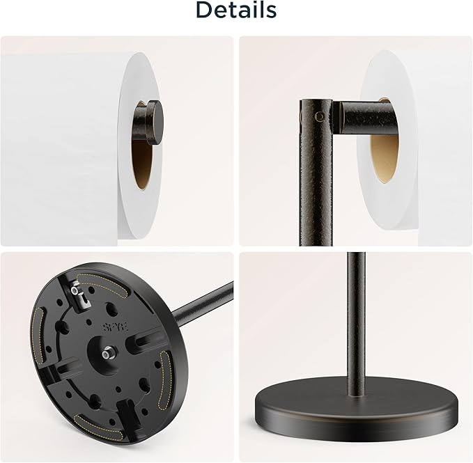 FORIOUS Toilet Paper Holder Stand, Modern Freestanding Tissue Roll Holder - Image 5