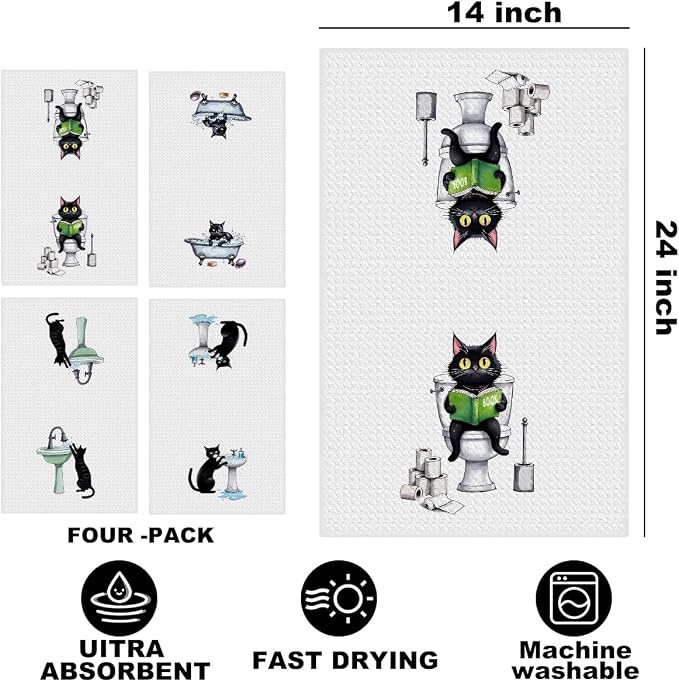 Hanamiya Na 4 Pcs Funny Cat Hand Towel - Image 2