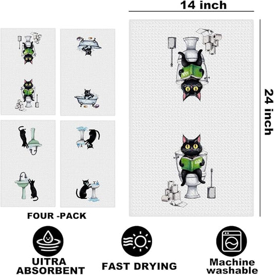 Hanamiya Na 4 Pcs Funny Cat Hand Towel - Image 2