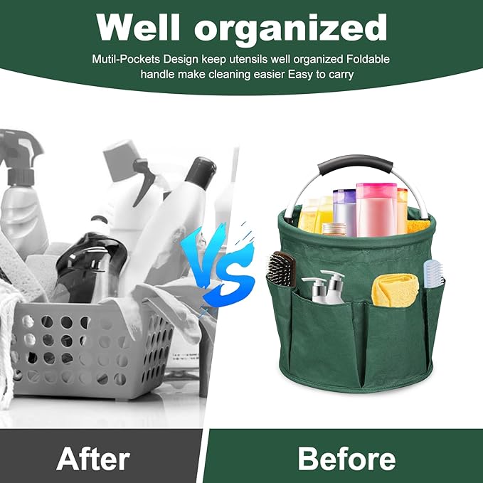 17L Portable Cleaning Bucket Organiser, 6 Pockets Foldable Cleaning Caddy - Image 6