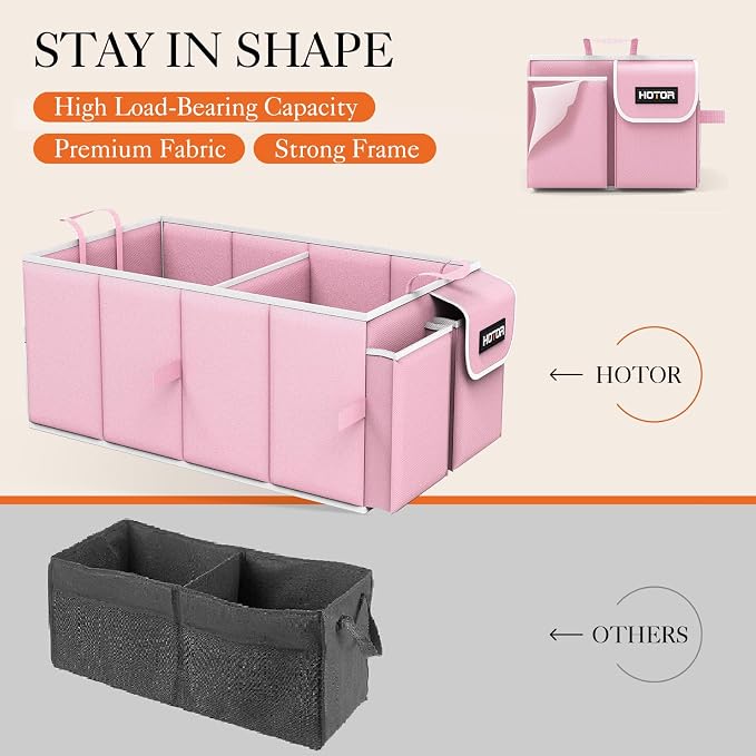 HOTOR Foldable Trunk Organizer for SUVs & Sedans, 2 Compartments, 21.3"12.6"10.6 - Image 3