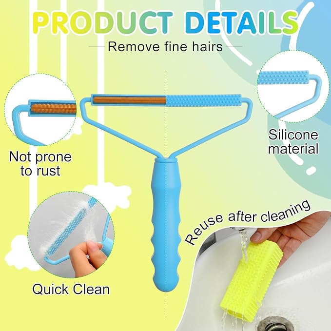 Honeydak 3 Pieces Hair Remover Tool Dog Hair Remover Pro Silicone Cleaner Brush - Image 5