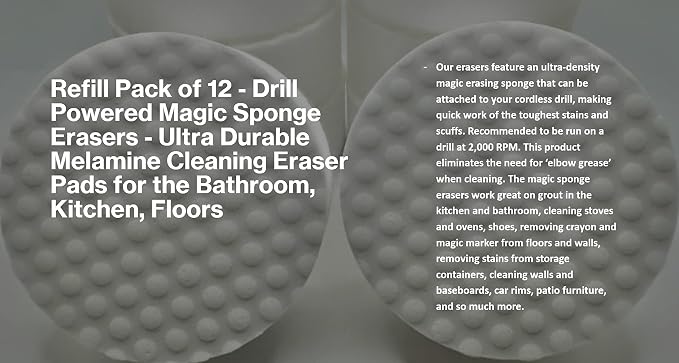 Refill Pack of 12 Drill Powered XL 4.5” Magic Sponge Erasers | Compatible - Image 6