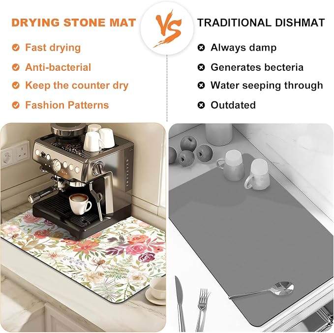 LOKHOM Dish Drying Mat for Kitchen Counter, Dish Drainer Rack Mats for Kitchen - Image 6