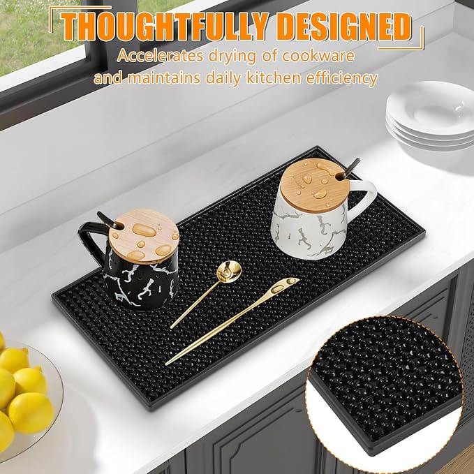 2 Pack Bar Mat, Non Slip Spill Proof Service Mat, Rubber Dish Drying Mat - Image 3