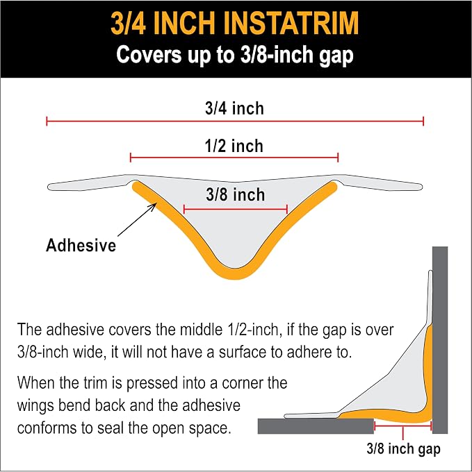 InstaTrim The Original Flexible Trim -10ft Dark Brown 3/4" Wide Caulk Tape - Image 4