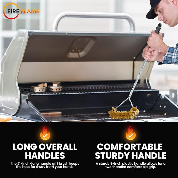 Fireflame BBQ Grill Brush – Non-Scratch Brass Bristles - Image 3