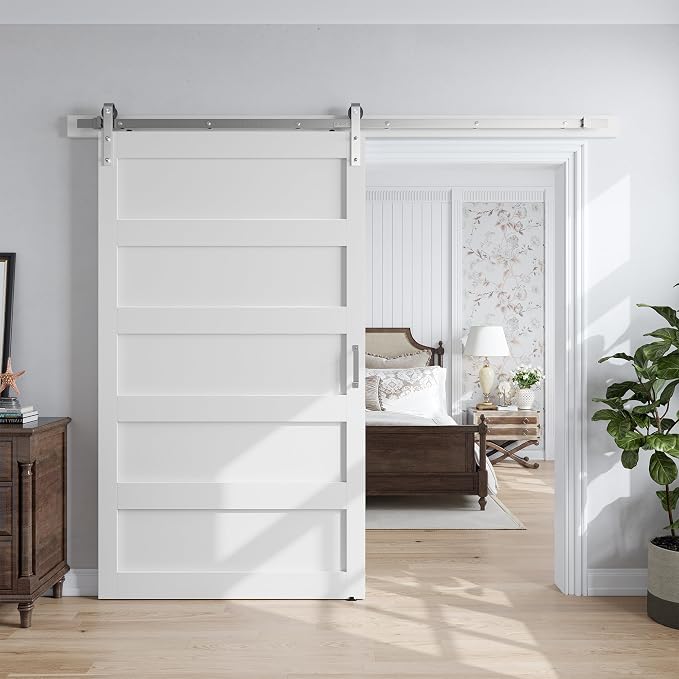 SmartStandard 48x96 inch White Barn Door by SMARTSTANDARD