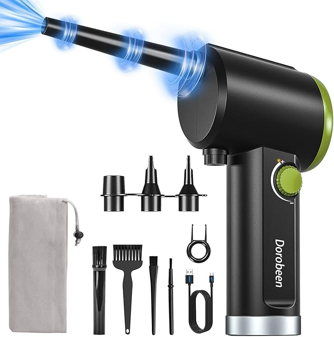 DOROBEEN Compressed Air Duster, Cordless Handheld Air Blower, Stepless Speed by Dorobeen