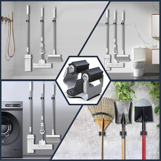 3-H 25 Pack Mop and Broom Holder Big Size Hanging 1 KG Extra, Broom Hanger Wall - Image 2