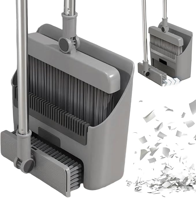 3-in-1 Broom with Dustpan Combo Set Foldable and Rotating Broom and Dustpan Set by Unknown
