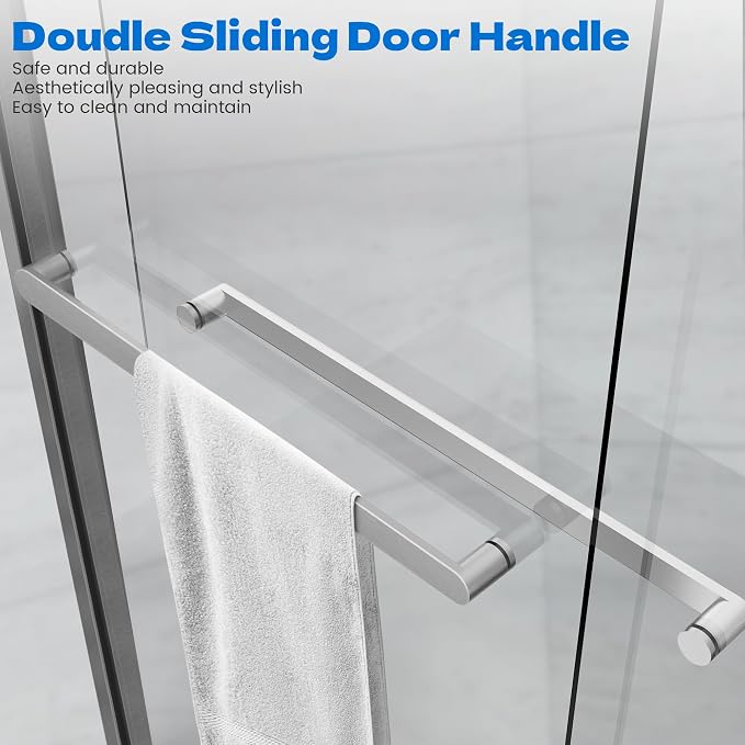 Sliding Shower Door, 44-48" W x 76" H Semi-Frameless Double Sliding Glass - Image 6