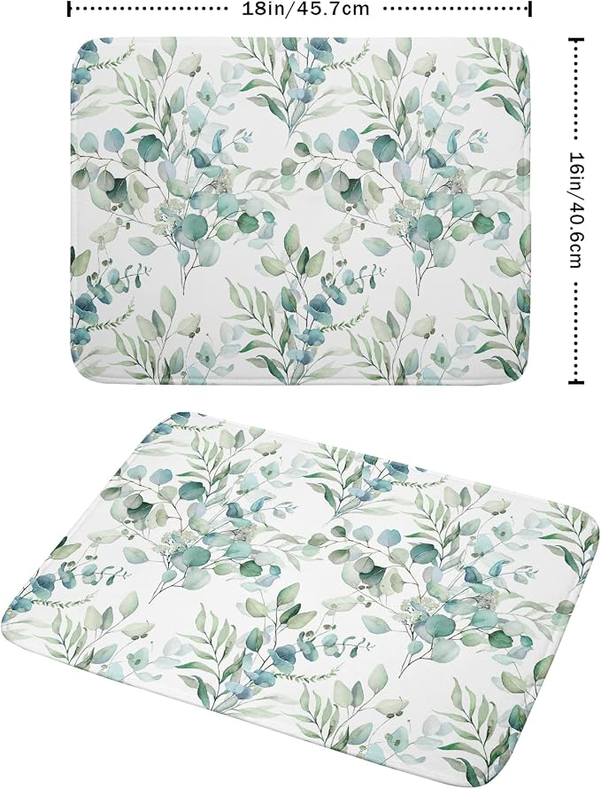 Watercolor Sage Leaves Dish Drying Mats - Image 2