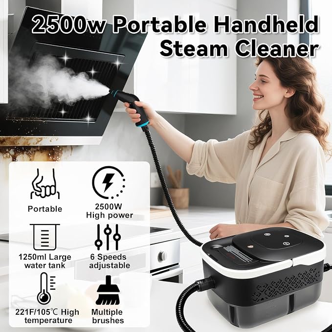 Steam Cleaner for Home, 2500W Portable Handheld Steamer for Cleaning, Large - Image 3