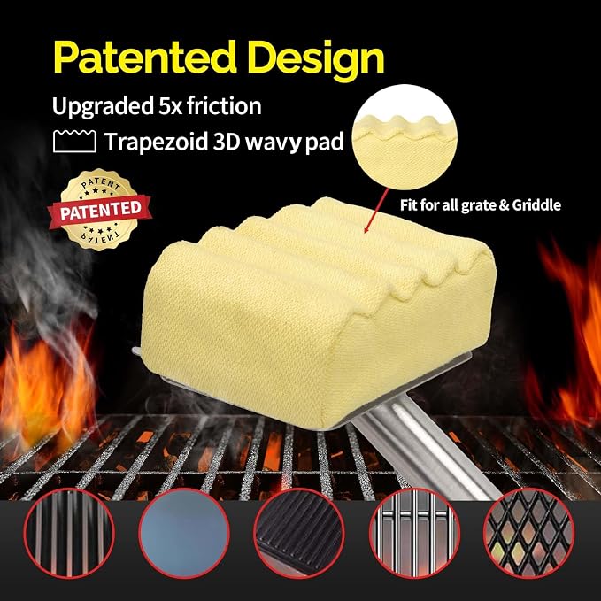 Grill Brush Bristle Free, Aramid Fiber Wavy Pad Seamless-Fit Cast - Image 4