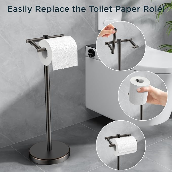 FORIOUS Toilet Paper Holder Wall Mount, Stainless Steel Rustproof Double Post - Image 4