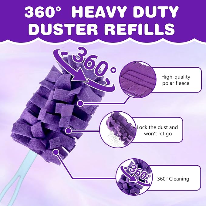 Duster Refill Reusable Fleece Duster Refills, Washable 360° Heavy Duty Dusters - Image 2