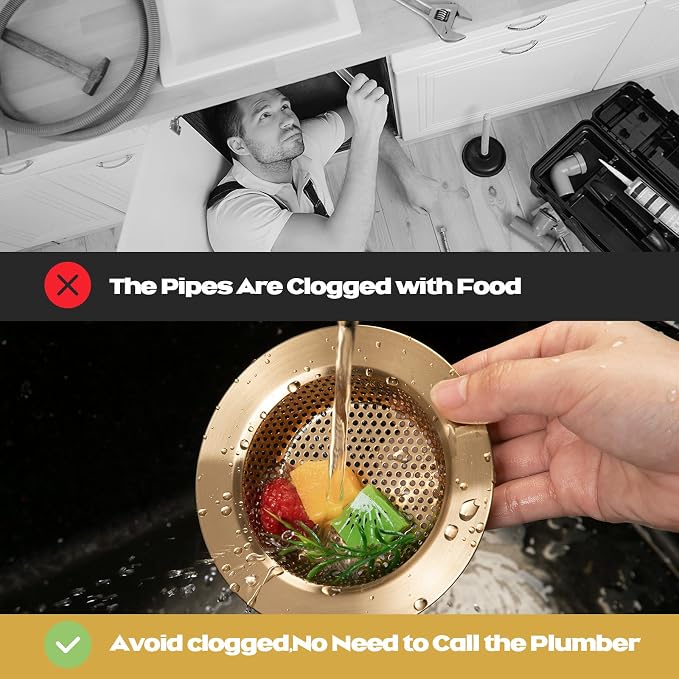 Retisee 2 Pcs Sink Strainer Stainless Steel Kitchen Sink Drain Strainer Basket - Image 2