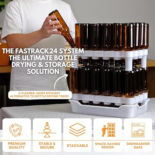 FASTFERMENT - 24-Bottle Drying Rack & Tray| Bottle Drying Tree Alternative | - Image 4