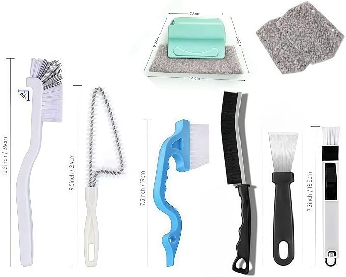 9Pieces Window and Sliding Door Track Detailing Cleaning Brushes Set, Window - Image 2
