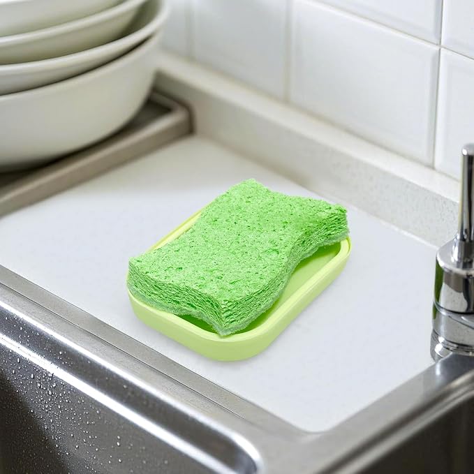 Double Layer Draining Soap Dish, Plastic Dishwashing Sponge Soap Holder - Image 5