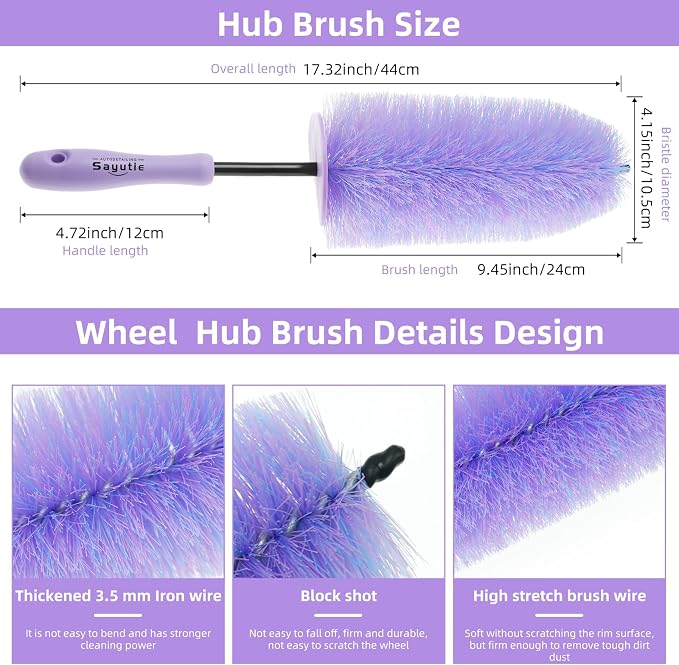 Wheel Cleaning Brush Hub Clean Tool and Rim Detailing Brush - Image 2