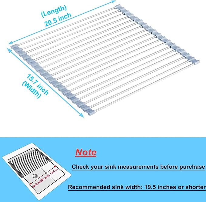 Seropy Extra Large 20.5"x13.7" Roll Up Dish Drying Rack Over The Sink Dish - Image 3