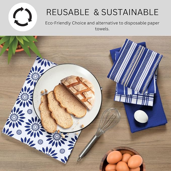 Assorted Kitchen Towels Large 16x26 Inch 100% Cotton Set of 5 - Image 4