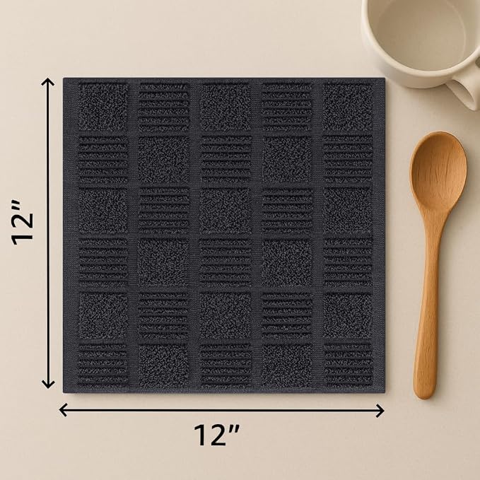 DecorRack 10 Pack 100% Cotton Kitchen Towels, 12x12 inch Soft Terry Dishcloths - Image 2