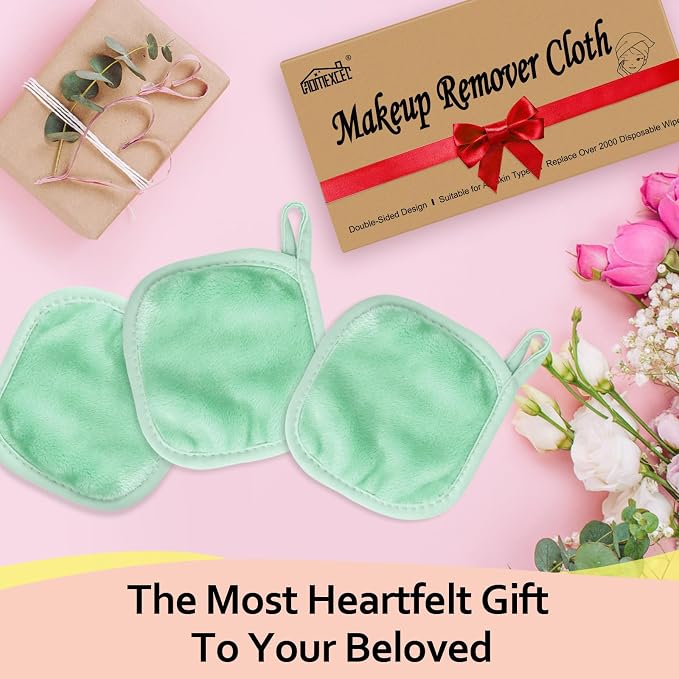 HOMEXCEL Makeup Remover Cloth 12 Count, Reusable Makeup Remover Pads, Washable - Image 7