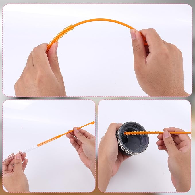 2pcs Silicone Straw Brush, 9.5in Straw Cleaner Brush Extra Long Cleaning - Image 3