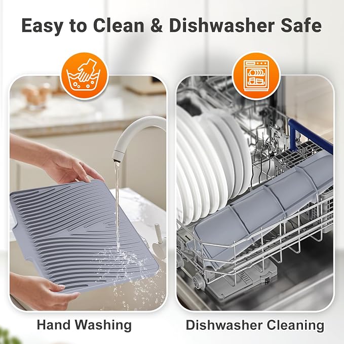 Silicone Dish Drying Mat for Kitchen Counter, Dish Drying Pad, Non-Slip Drain - Image 5