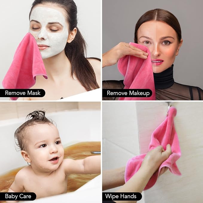 SINLAND Microfiber Facial Cloths Fast Drying Washcloth 12inch x 12inch Dark - Image 7