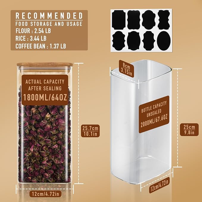 64oz Rectangle Airtight Glass Storage Containers - Image 2