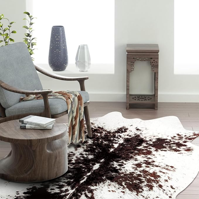 MACEVIA Faux Cowhide Rug Cute Cow Print Rugs Animal Area Carpet Western Decor - Image 3