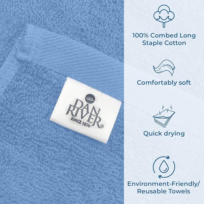 DAN RIVER Bath Towels Set of 4, 27 x 54 Inches, 100% Cotton, Larger & Lighter - Image 4
