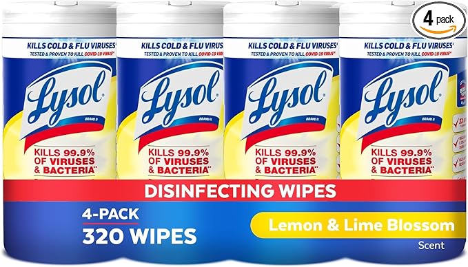 Lysol Disinfectant Wipes, For Disinfecting and Cleaning, Lemon and Lime Blossom by Lysol