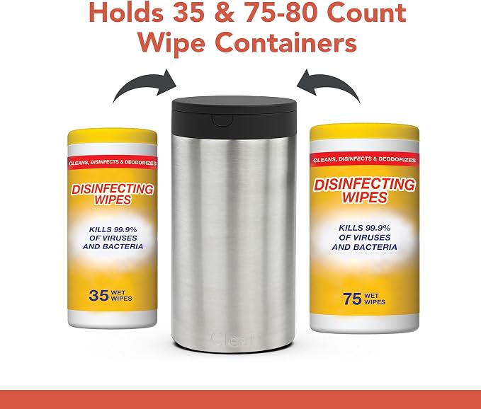 Spectrum Disinfecting Wipes Container Large Satin Nickel Refillable Stainless - Image 4